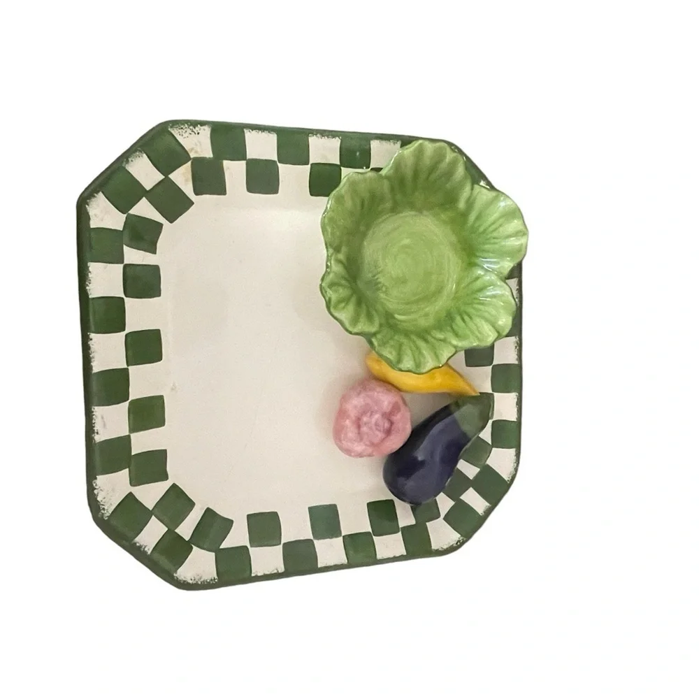 Cali Vintage Pottery Serving Tray, 10.5” x 10.5”, Fruit & Bowl Accents, …